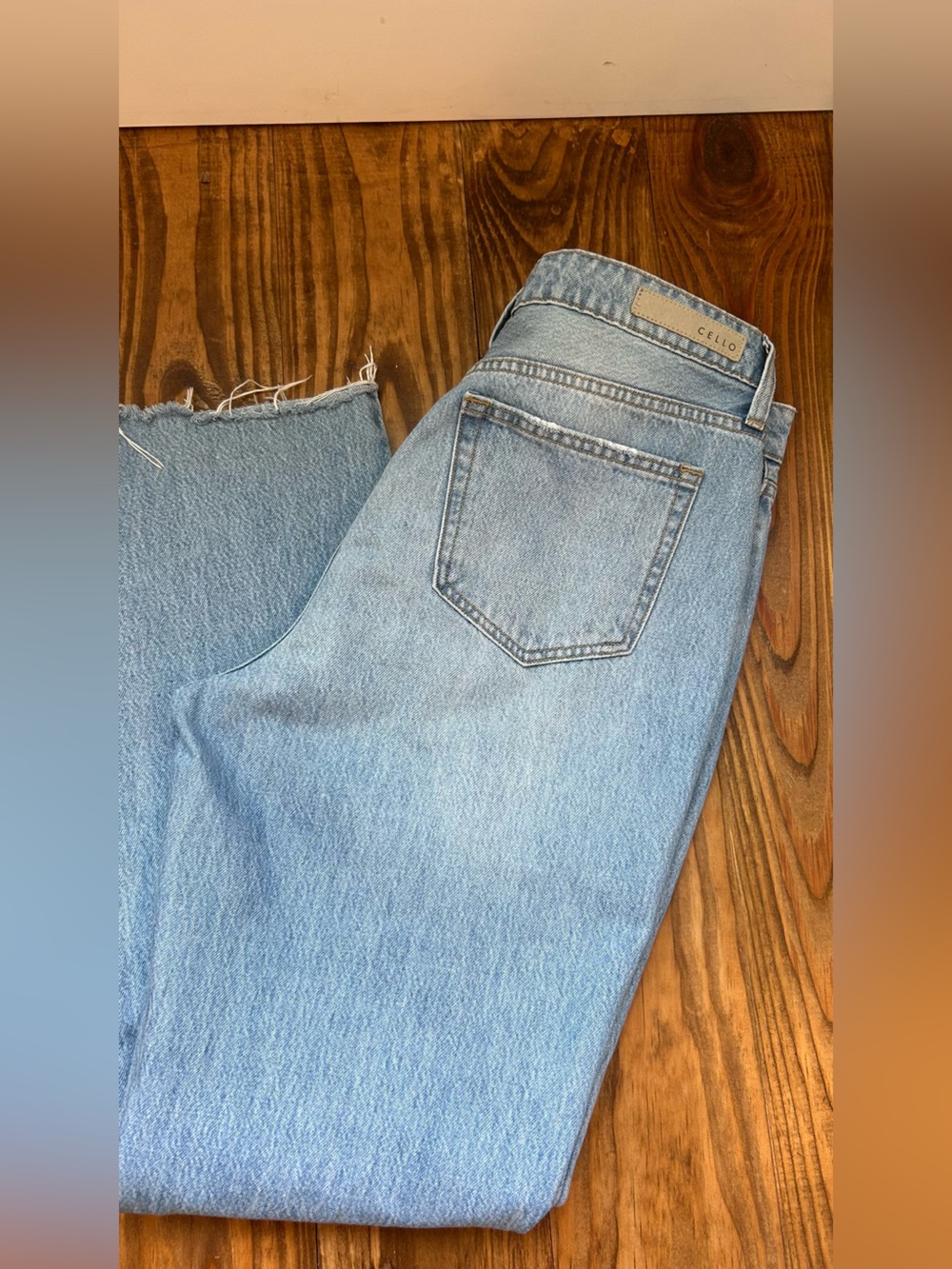 Cello Light Blue Distressed Straight Leg Jeans